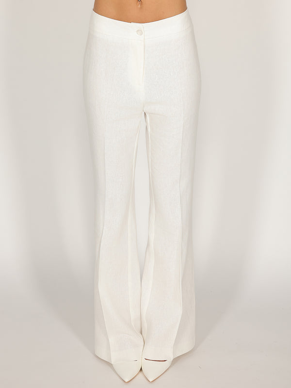Pantalone Bianco a zampa in lino