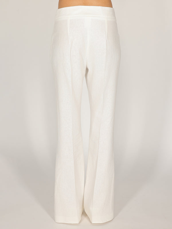 Pantalone Bianco a zampa in lino