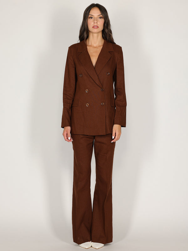 Pantalone Cacao a zampa in lino