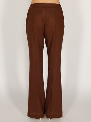 Pantalone Cacao a zampa in lino