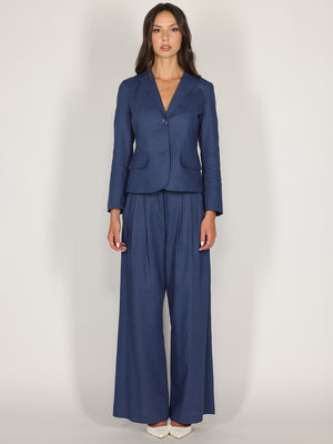 Pantalone palazzo Blu in lino