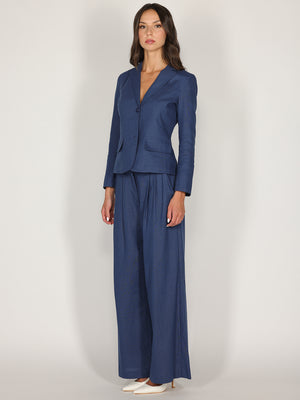 Pantalone palazzo Blu in lino