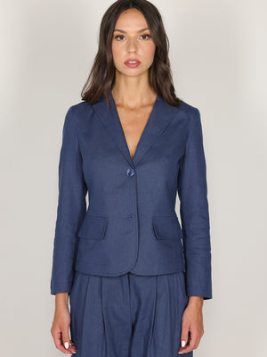 Giacca corta Blu in lino