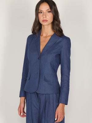 Giacca corta Blu in lino