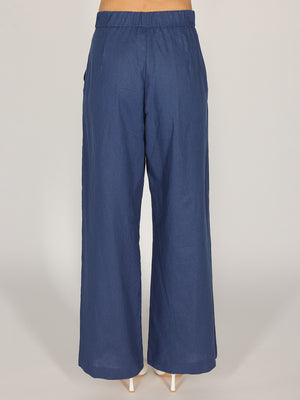 Pantalone palazzo Blu in lino