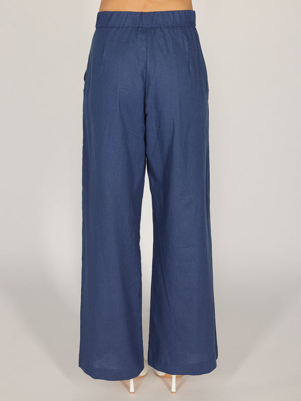 Pantalone palazzo Blu in lino