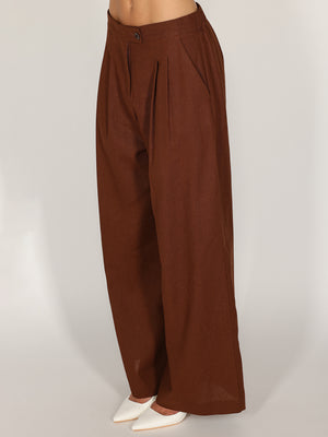 Pantalone palazzo Cacao in lino