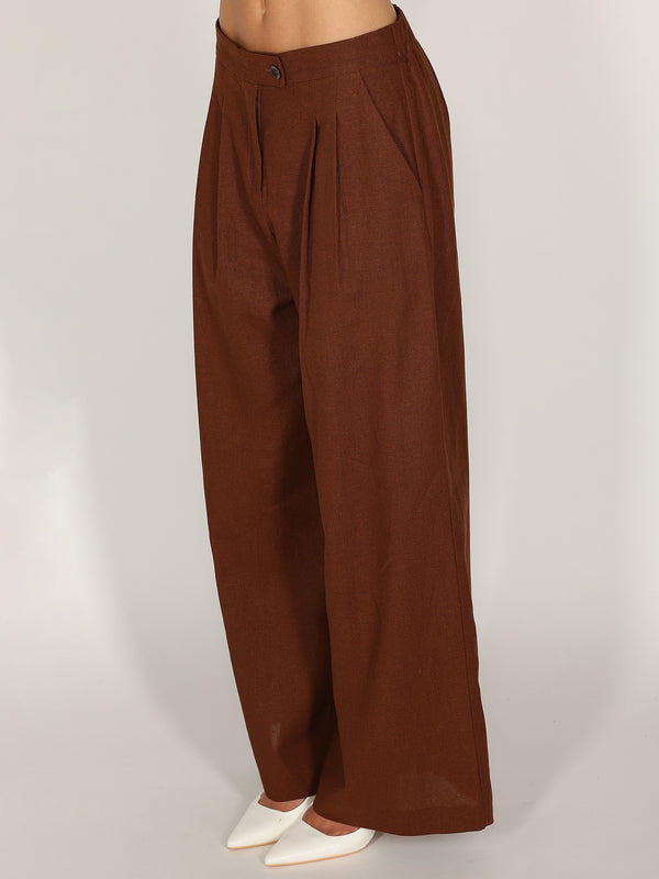 Pantalone palazzo Cacao in lino