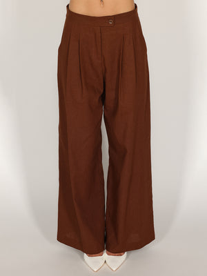 Pantalone palazzo Cacao in lino
