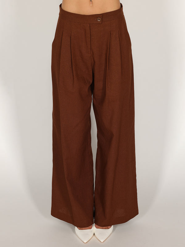 Pantalone palazzo Cacao in lino
