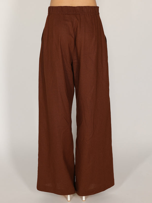 Pantalone palazzo Cacao in lino