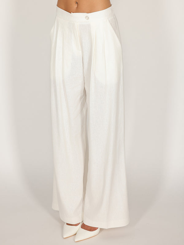 Pantalone palazzo Bianco in lino
