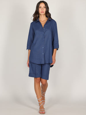 Camicia in lino Blu