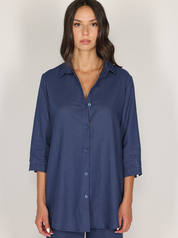 Camicia in lino Blu