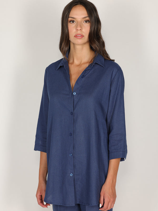 Camicia in lino Blu