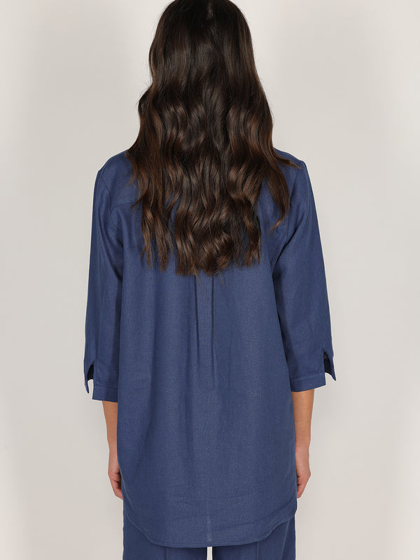 Camicia in lino Blu