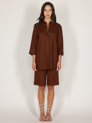 Camicia Cacao in lino