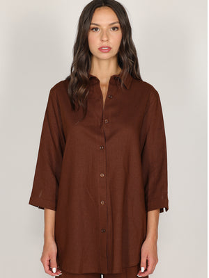 Camicia Cacao in lino