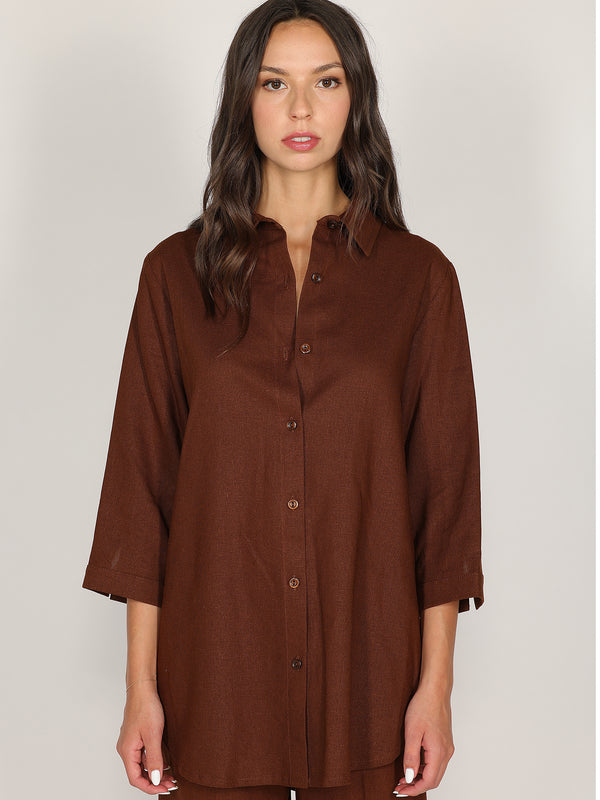 Camicia Cacao in lino