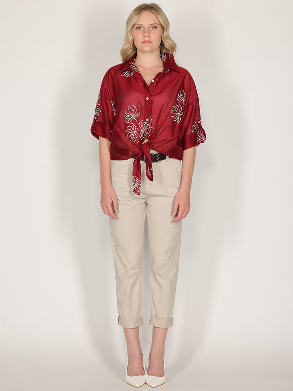 Camicia voile ricamata