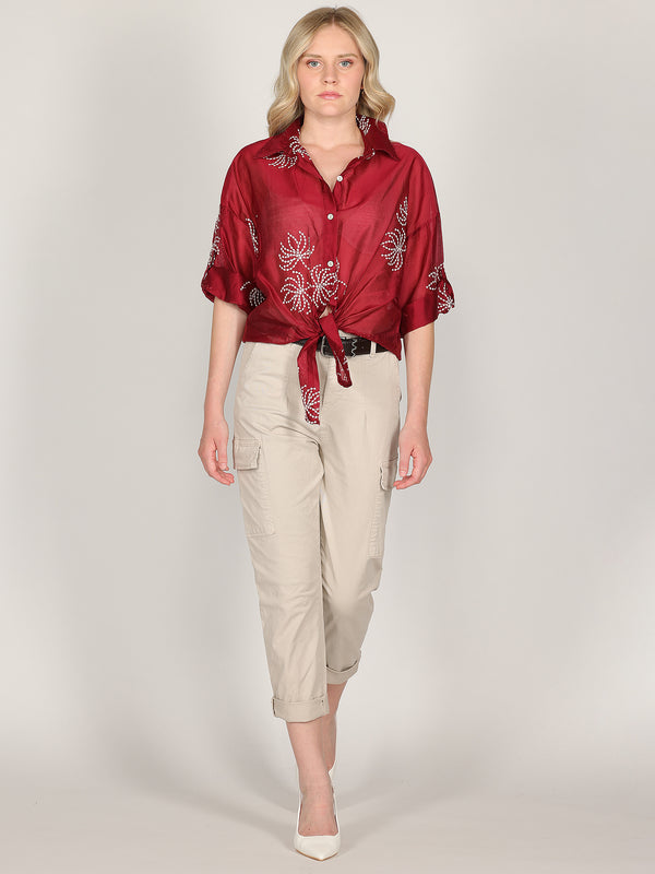 Camicia voile ricamata