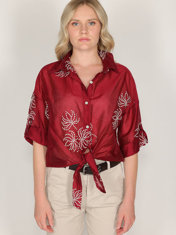 Camicia voile ricamata