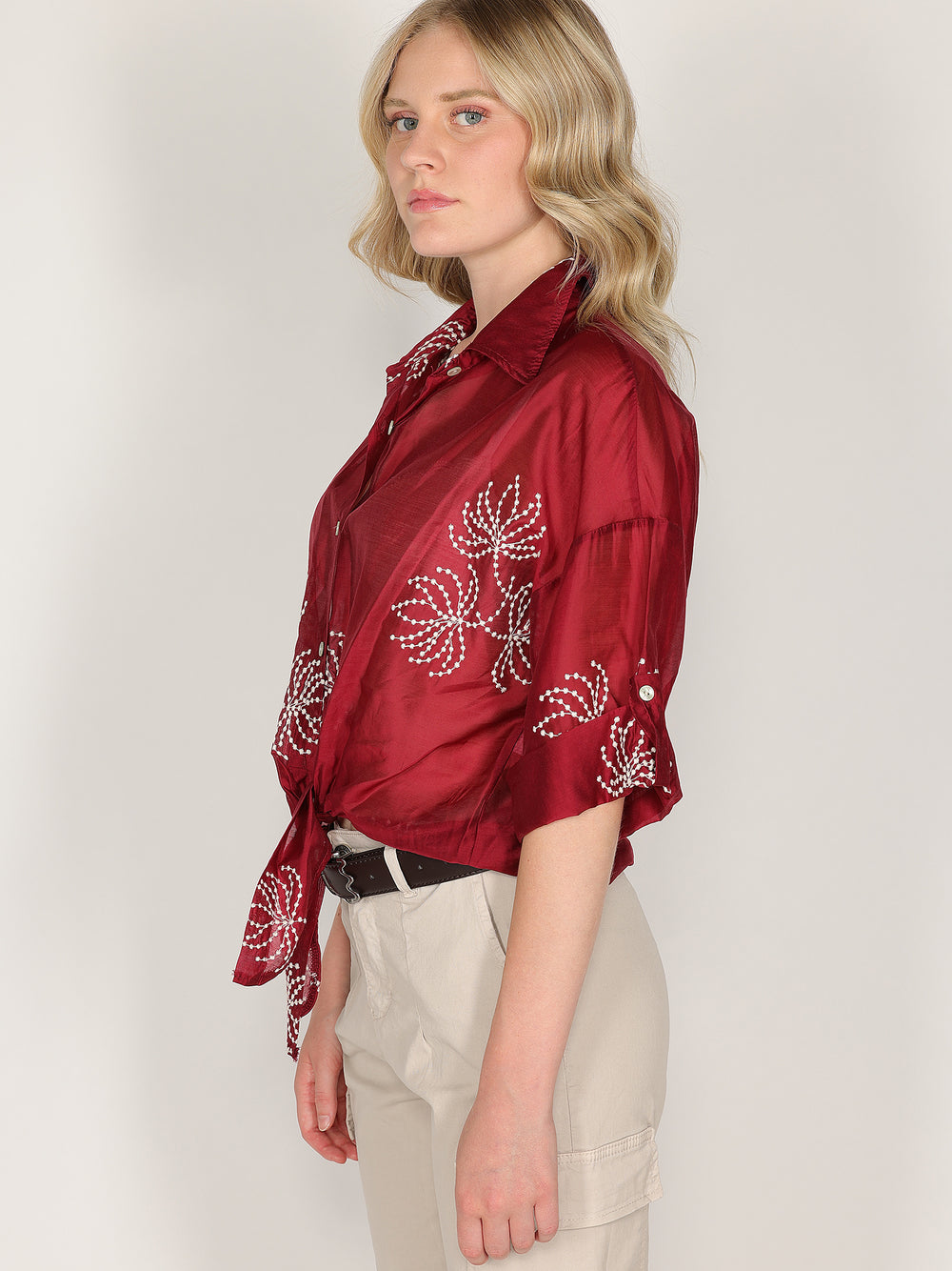 Camicia voile ricamata