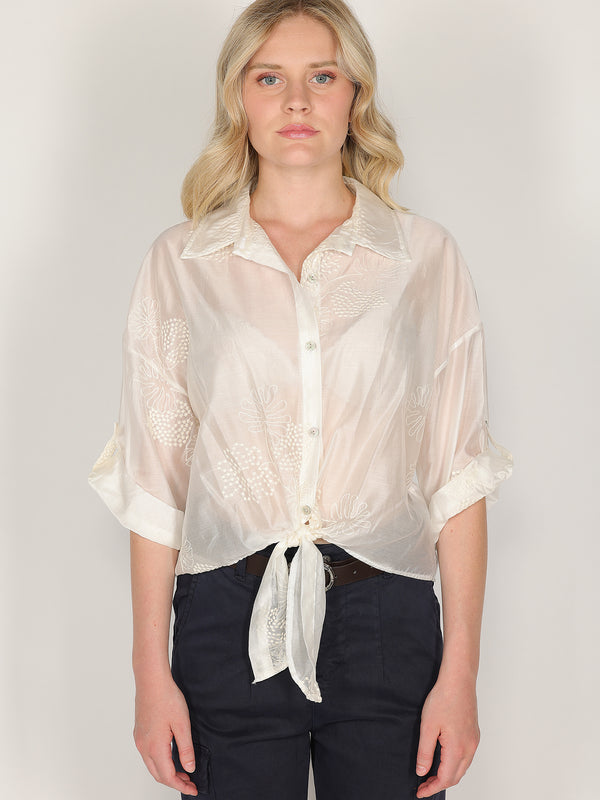 Camicia voile ricamata
