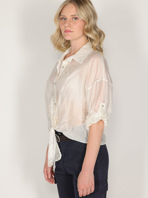 Camicia voile ricamata