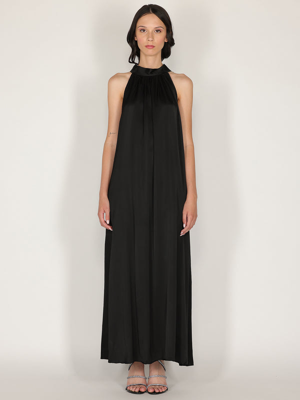 Abito raso lungo scollo halter
