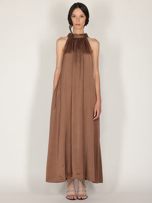 Abito raso lungo scollo halter
