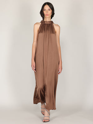 Abito raso lungo scollo halter