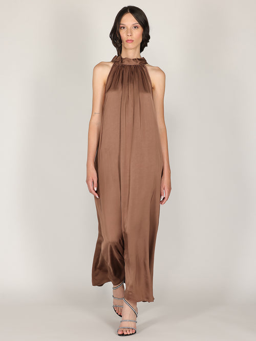 Abito raso lungo scollo halter