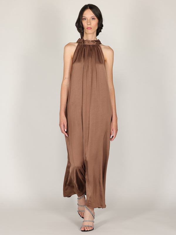 Abito raso lungo scollo halter