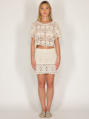 Gonna macramè Beige