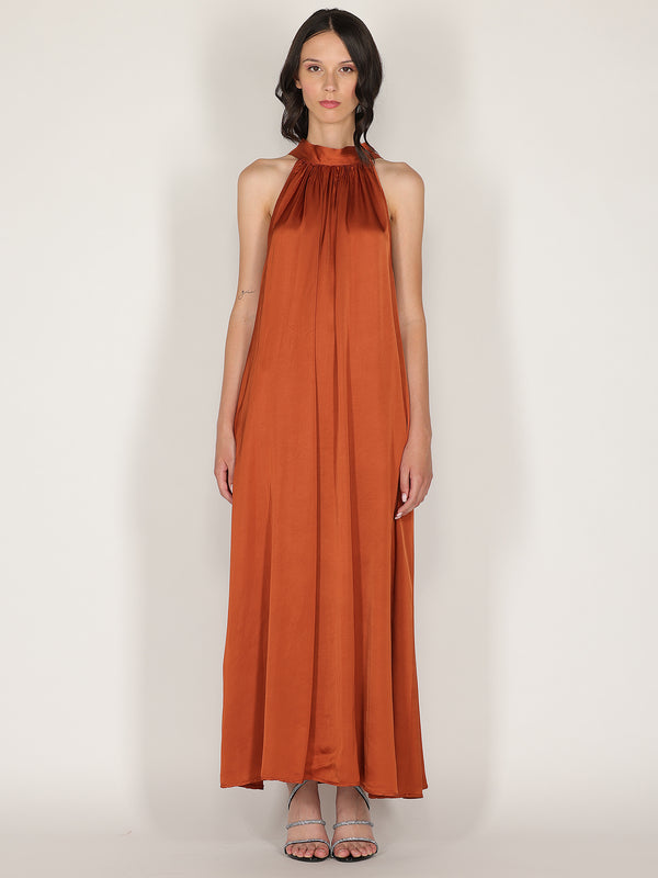 Abito raso lungo scollo halter