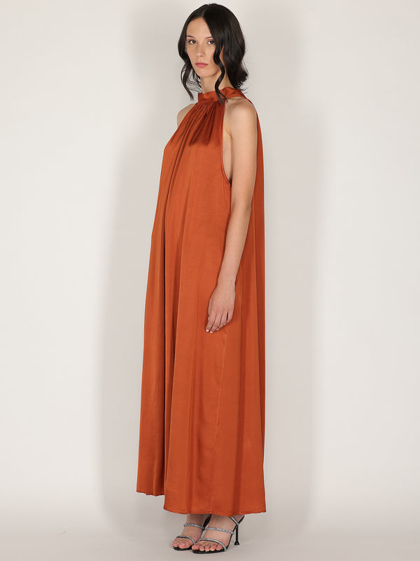 Abito raso lungo scollo halter