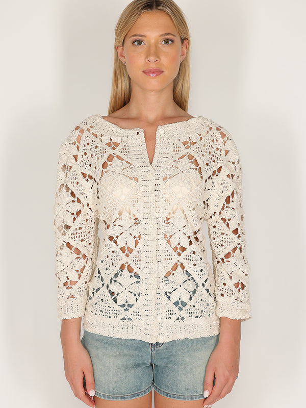 Giacca crochet bottoni