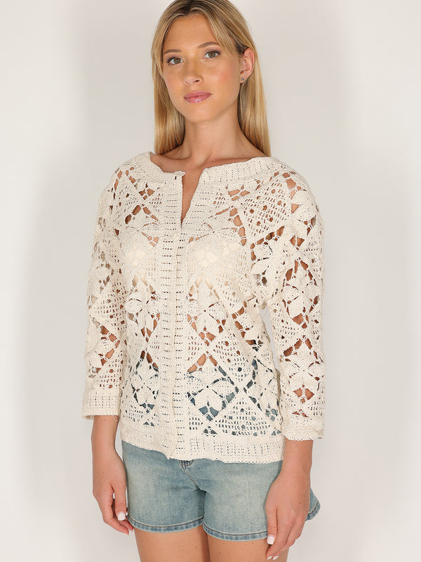 Giacca crochet bottoni