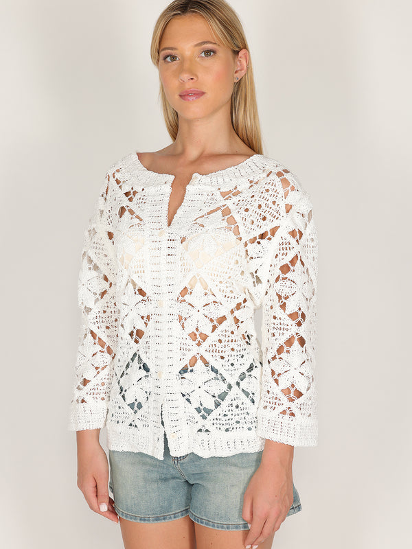 Giacca crochet bottoni