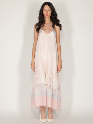 Abito halter in fantasia con balza