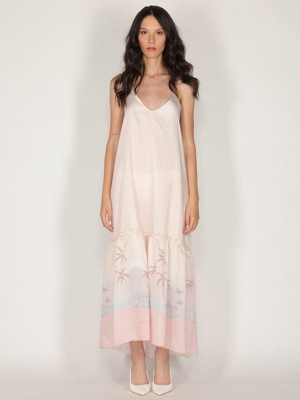 Abito halter in fantasia con balza