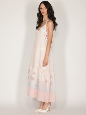 Abito halter in fantasia con balza