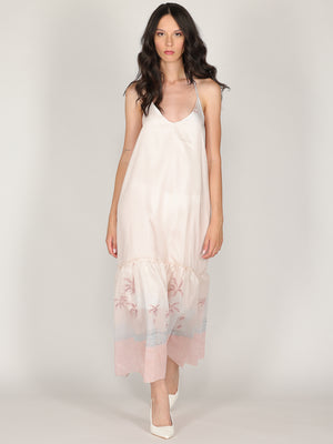 Abito halter in fantasia con balza