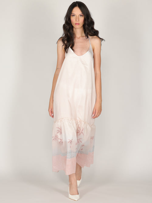 Abito halter in fantasia con balza