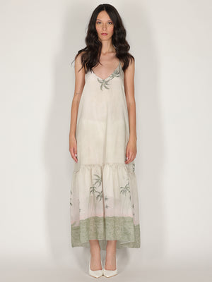 Abito halter in fantasia con balza
