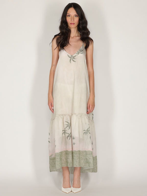 Abito halter in fantasia con balza