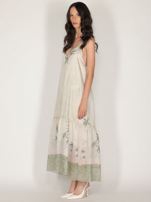 Abito halter in fantasia con balza