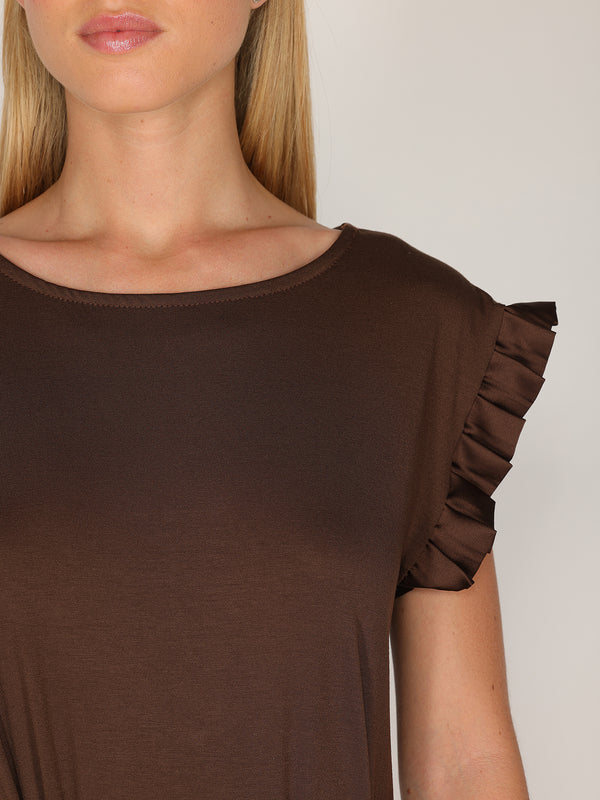 Maglia maniche raso plissé