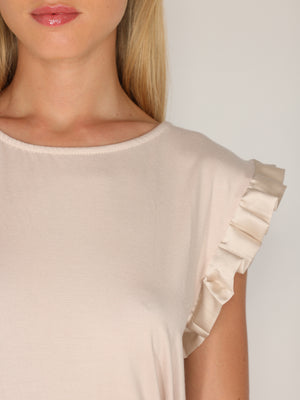 Maglia maniche raso plissé